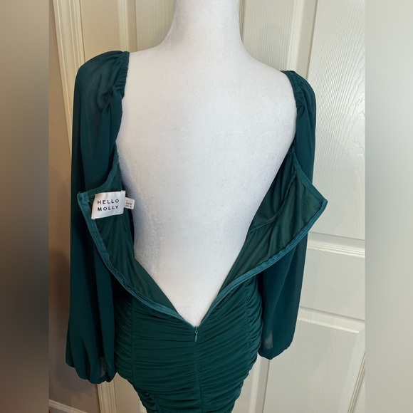 Hello Molly Emerald Green Ruched Dress 8